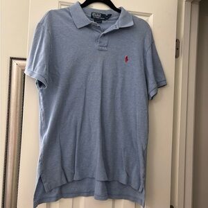 Ralph Lauren Light Blue Polo with Red Pony Embroidery